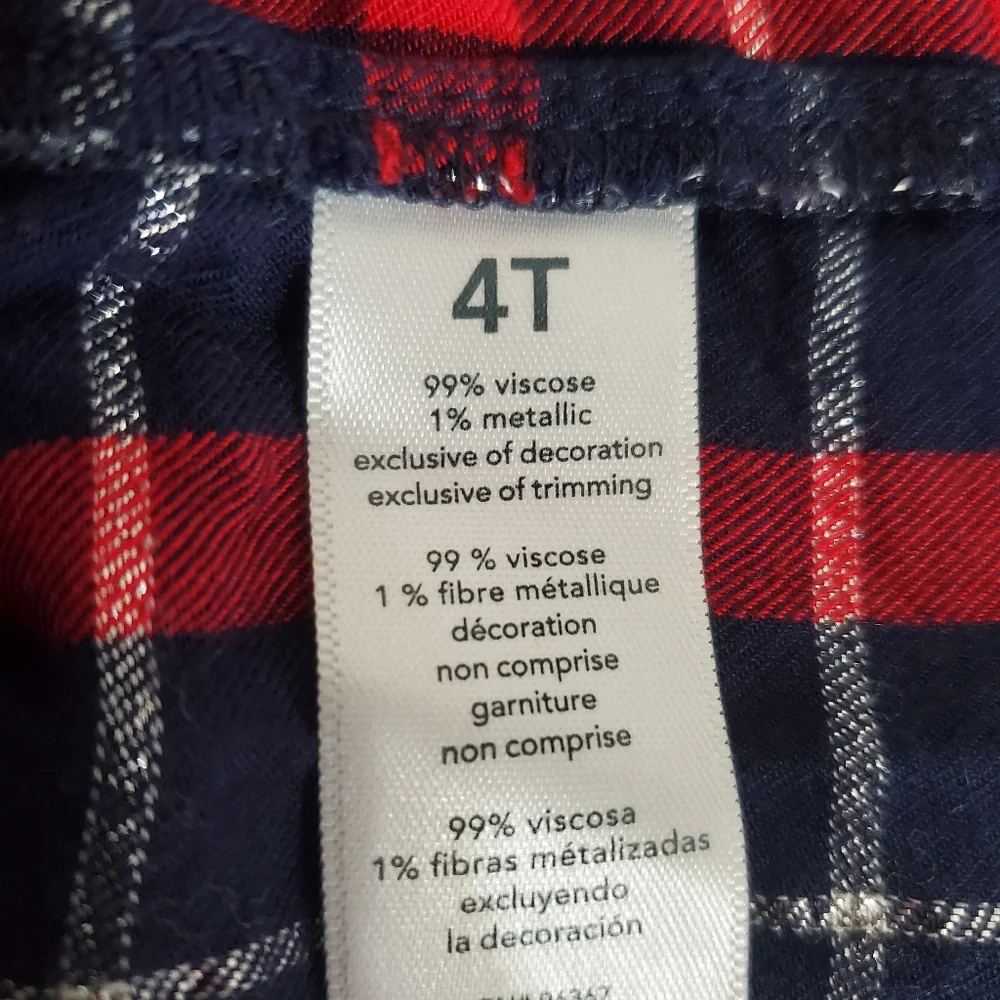 OshKosh B'gosh Red and Blue Plaid Long Sleeve Dress Girls Size 4T